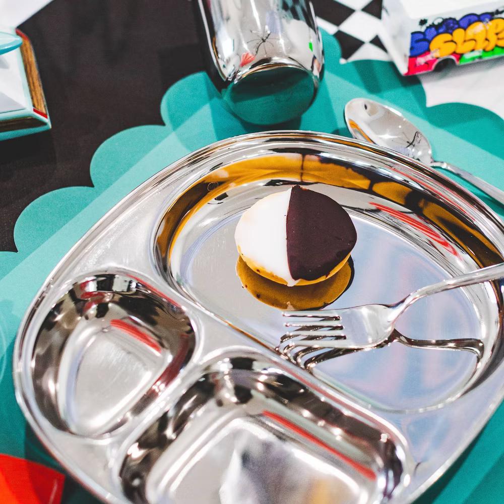 Ahimsa 9.7" Stainless Steel Balanced Bites Divided Plate - Image 14