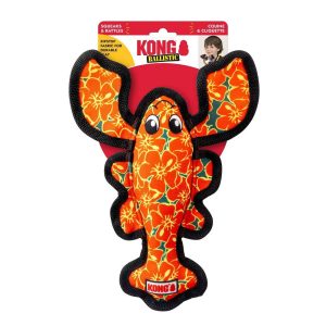 KONG Hibiscus Lobster Ballistic Dog Animal Toy: Nylon, Occupy, Cuddle, Medium/Small Breed Size