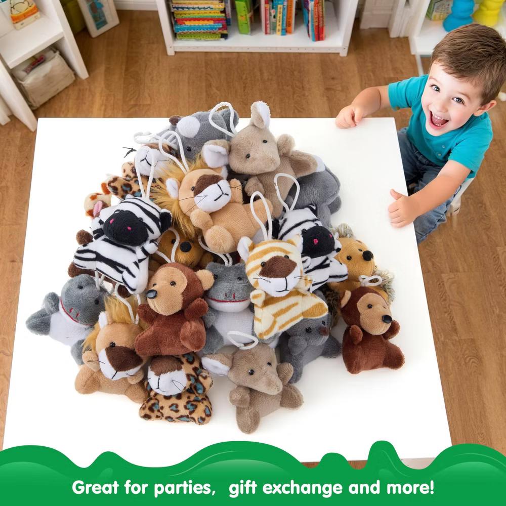 24 Pcs Mini Safari Animal Plush Toys, 3 Inch Stuffed Animals for Kids, Keychain Decorations, Party Favors, Carnival Prizes & School Gifts - Image 5