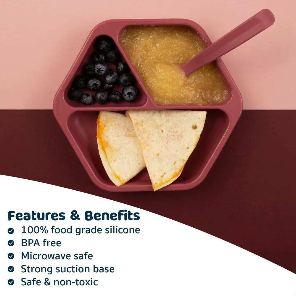 Silicone Suction Divided Plate Baby/Toddler Dish for Independent Eating - Image 4