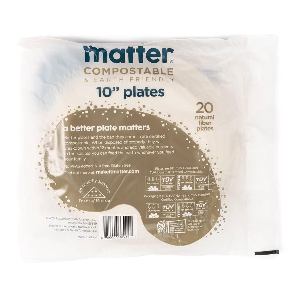 Compostable Fiber Disposable Plates 10" - Natural - 20ct - Image 10