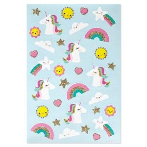 66ct 2 Sheets Glittery 3D Puffy Stickers For Girls and Kids' Magical Unicorn and Rainbows