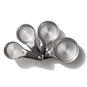 4pc Stainless Steel Magnetic Measuring Cups Set Black: Nesting Design, Dishwasher-Safe, Includes 1 Cup to 1/4 Cup