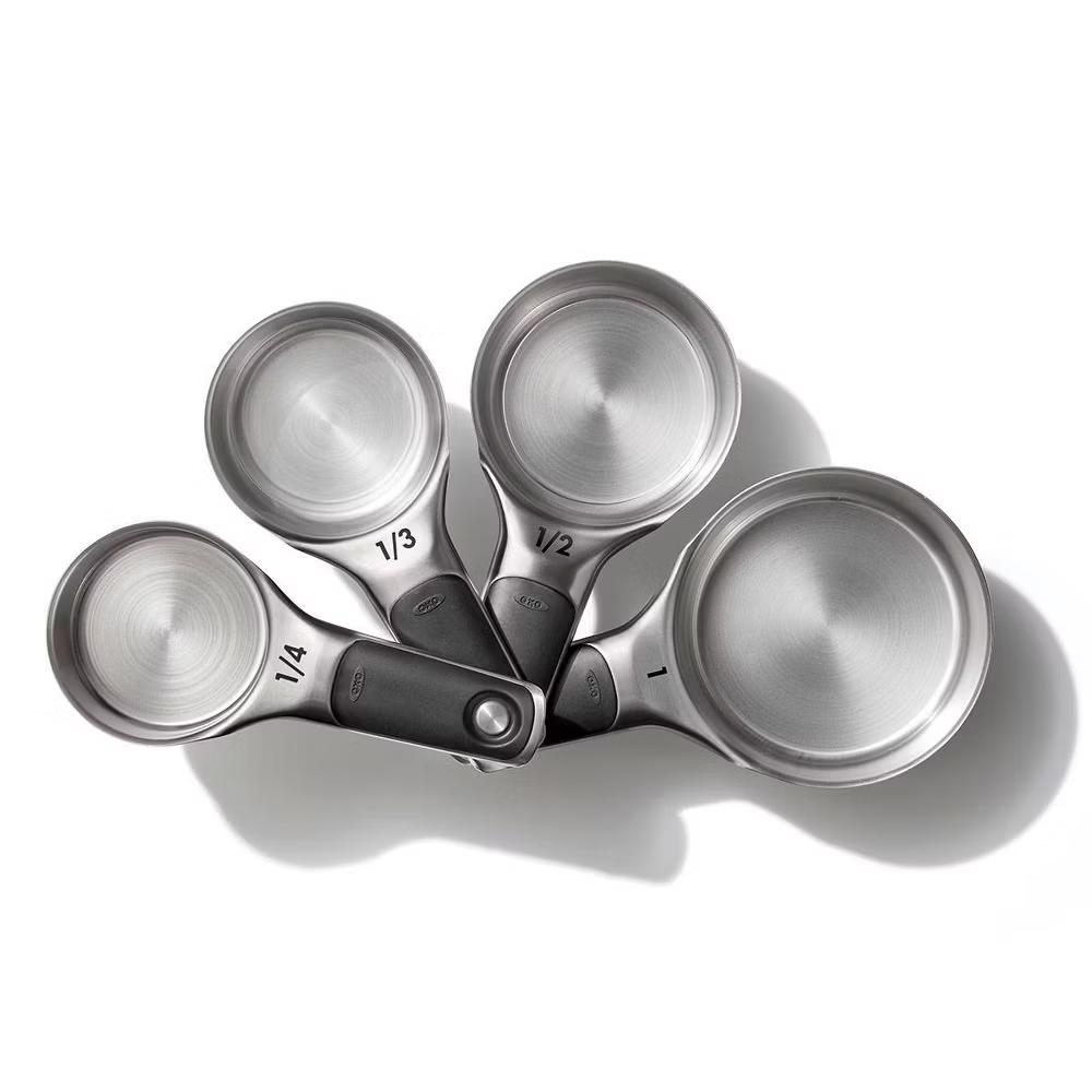 4pc Stainless Steel Magnetic Measuring Cups Set Black: Nesting Design, Dishwasher-Safe, Includes 1 Cup to 1/4 Cup