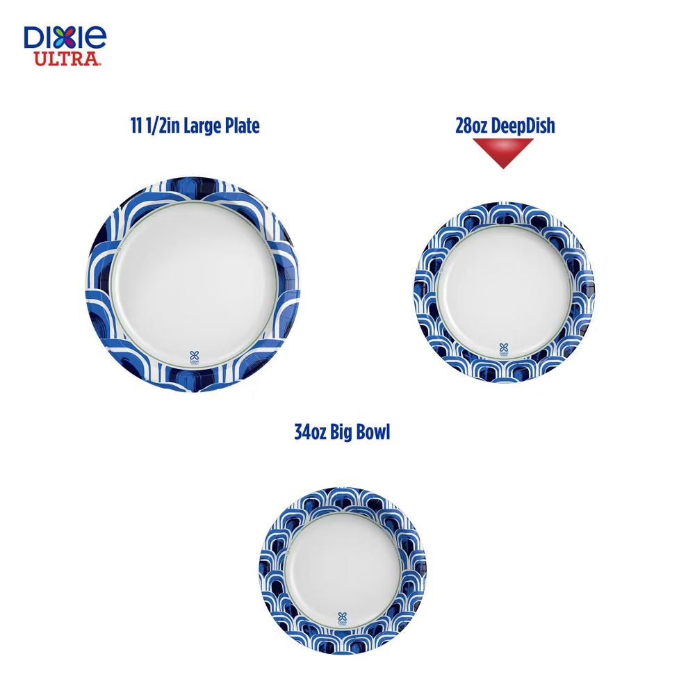 Ultra Deep Dish Disposable Paper Plates 9"- 28oz/40ct: Abstract Pattern - Image 2