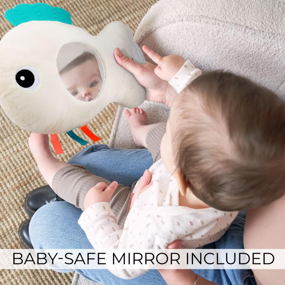 Soft Baby Sensory Toy with Tummy Time Mirror – Entertaining Fish Toy for Infants 0-12 Months with Rattle & Crinkle Paper – Perfect Baby Shower Gift - Image 4