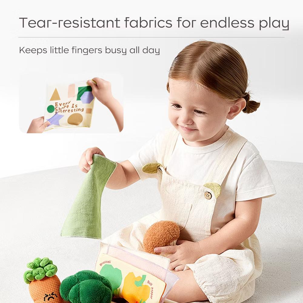 Bc Babycare Pull & Play Activity Sensory Toy Tissue Box Toy, Veggies-Shaped with Crinkle Fabrics, Design for Sensory Learning - Image 6