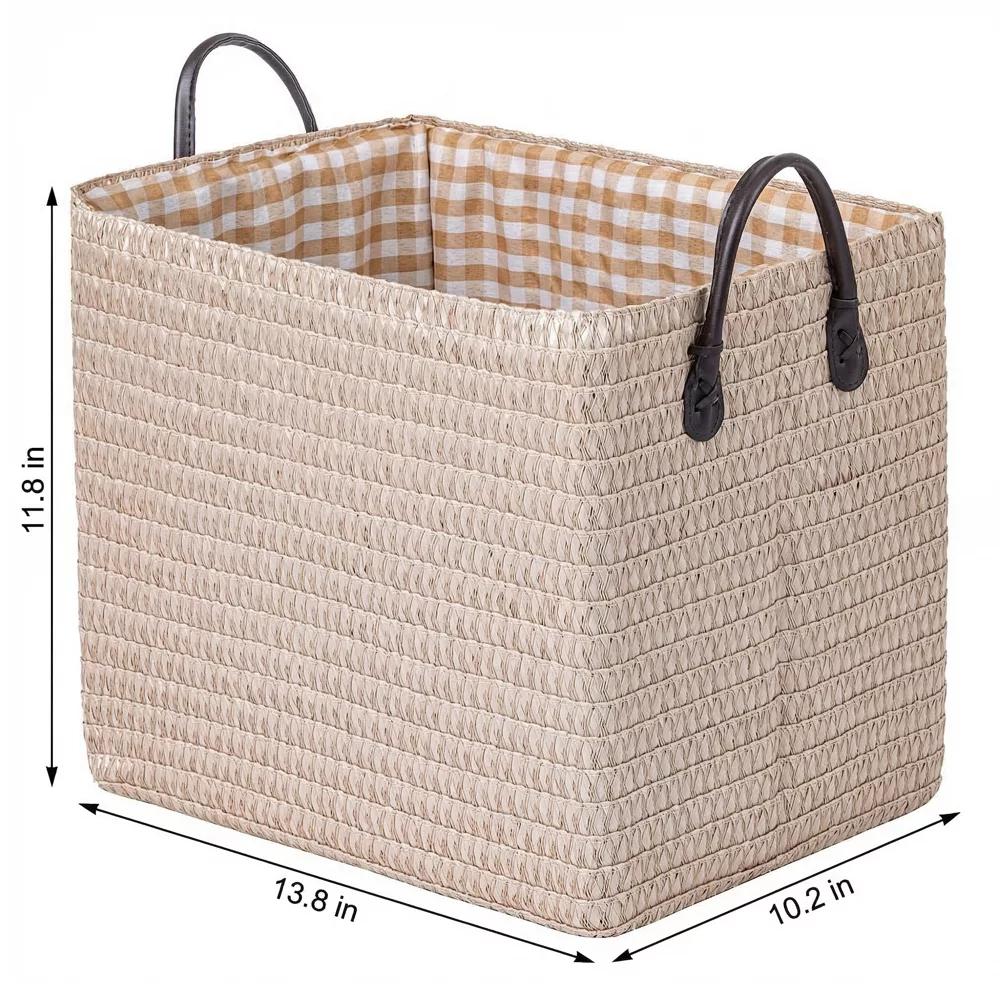 Woven Storage Basket for Clothes Shoes Organizer Bin with Handles - Image 26