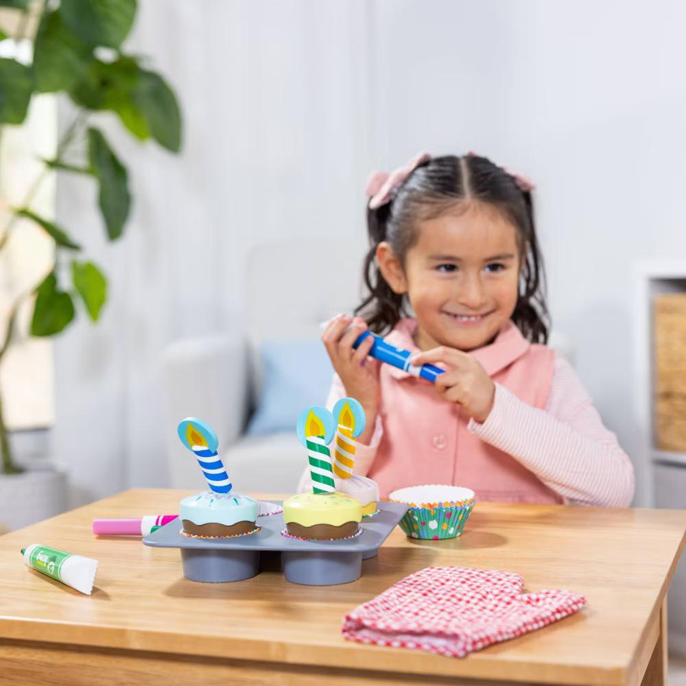 Bake and Decorate Wooden Cupcake Play Food Set: Creative Thinking Pretend Kitchen Accessory, 29 Pcs - Image 5