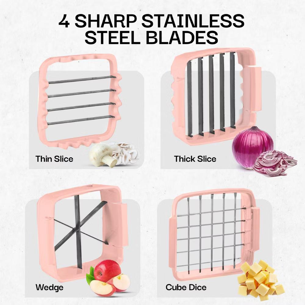 NutriChopper Handheld Vegetable and Fruit Chopper with 4 Stainless Steel Blades & Catch Container - Image 28