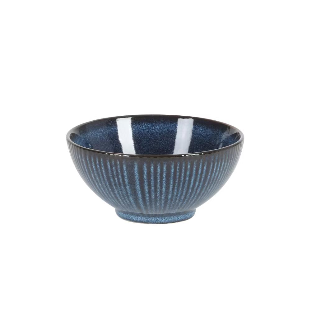 Midnight Luna Plates and Bowls Sets, 12-Piece Stoneware Dinnerware Sets, Reactive Glaze Dish Set - Blue - Image 2