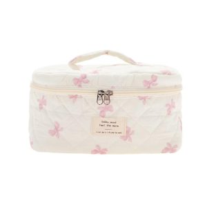 Bow Handheld Quilting Makeup Bag 1 Pc
