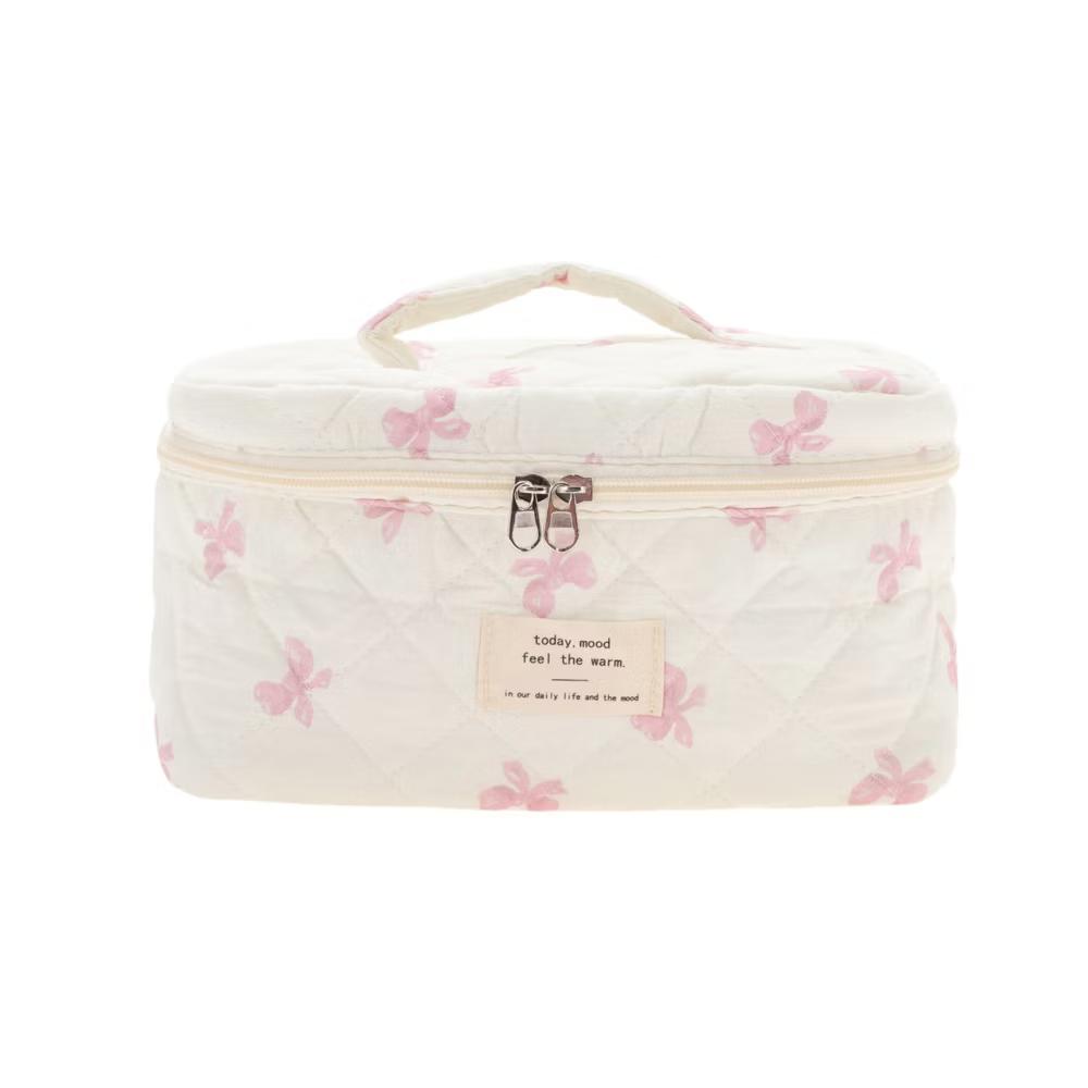 Bow Handheld Quilting Makeup Bag 1 Pc