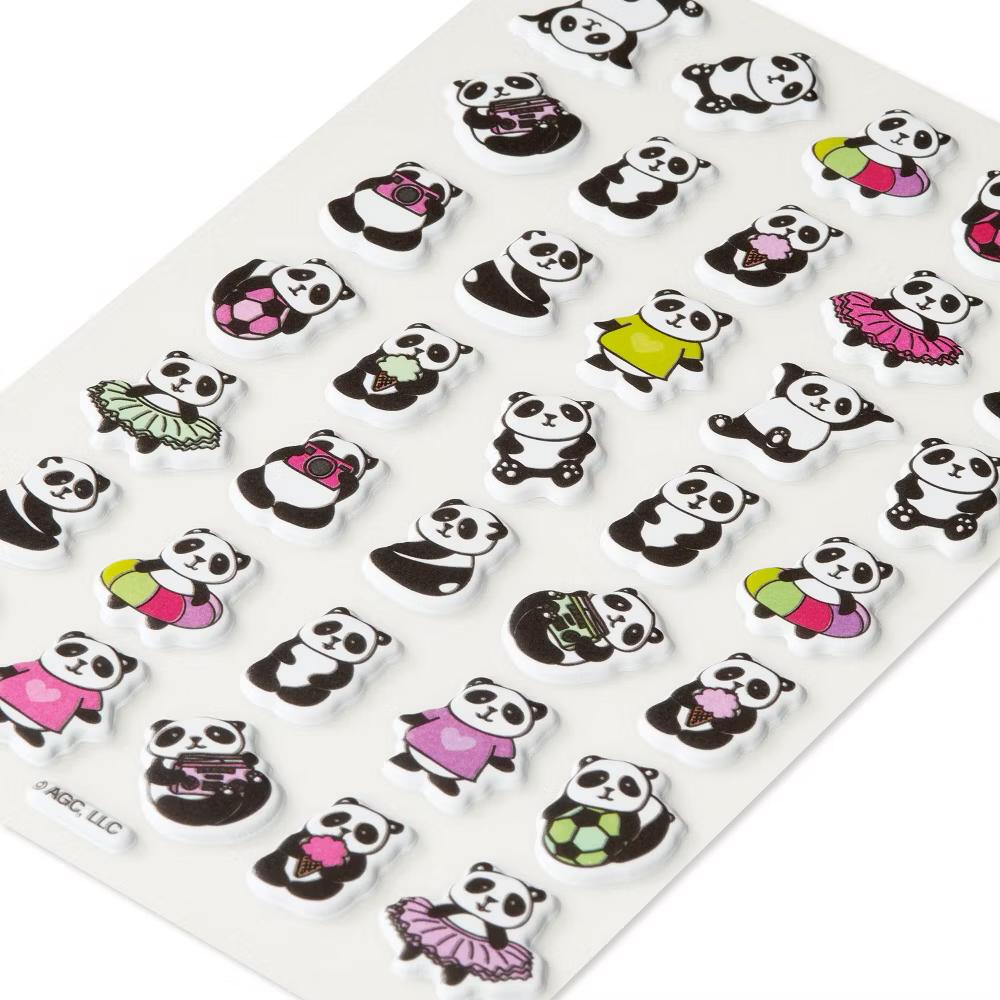 Cute Panda Puffy Stickers, 3D Mini Panda Bears 35ct, 1 Sheet