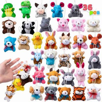36Pcs Kids Mini Plush Animal Toy Set Easter Christmas Bulk Stuffed Keychain Party Favors Animals Decoration Toys Carnival Prizes Birthday Gift