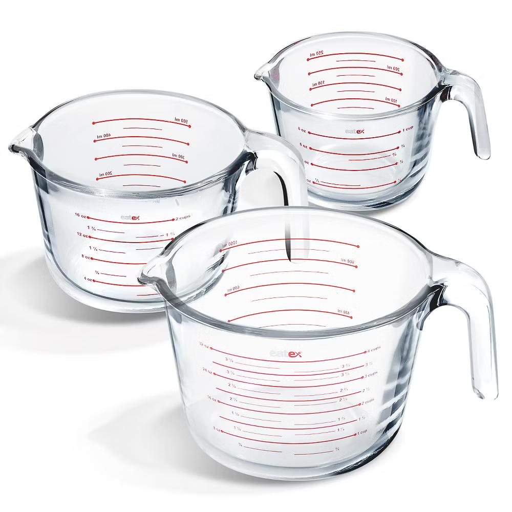 JoyTable Glass Measuring Cups Set, Liquid Measuring Cups, Glass Measuring Cup Set