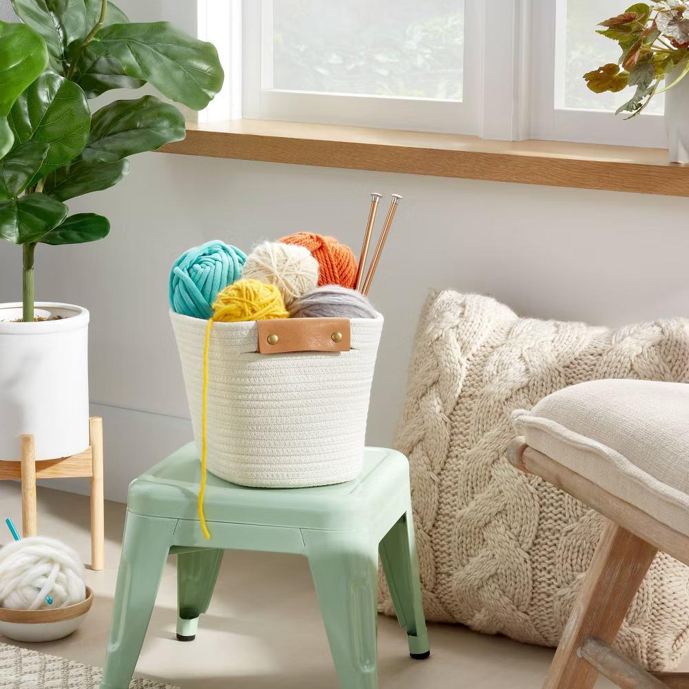 11" Decorative Coiled Rope Basket - Image 9