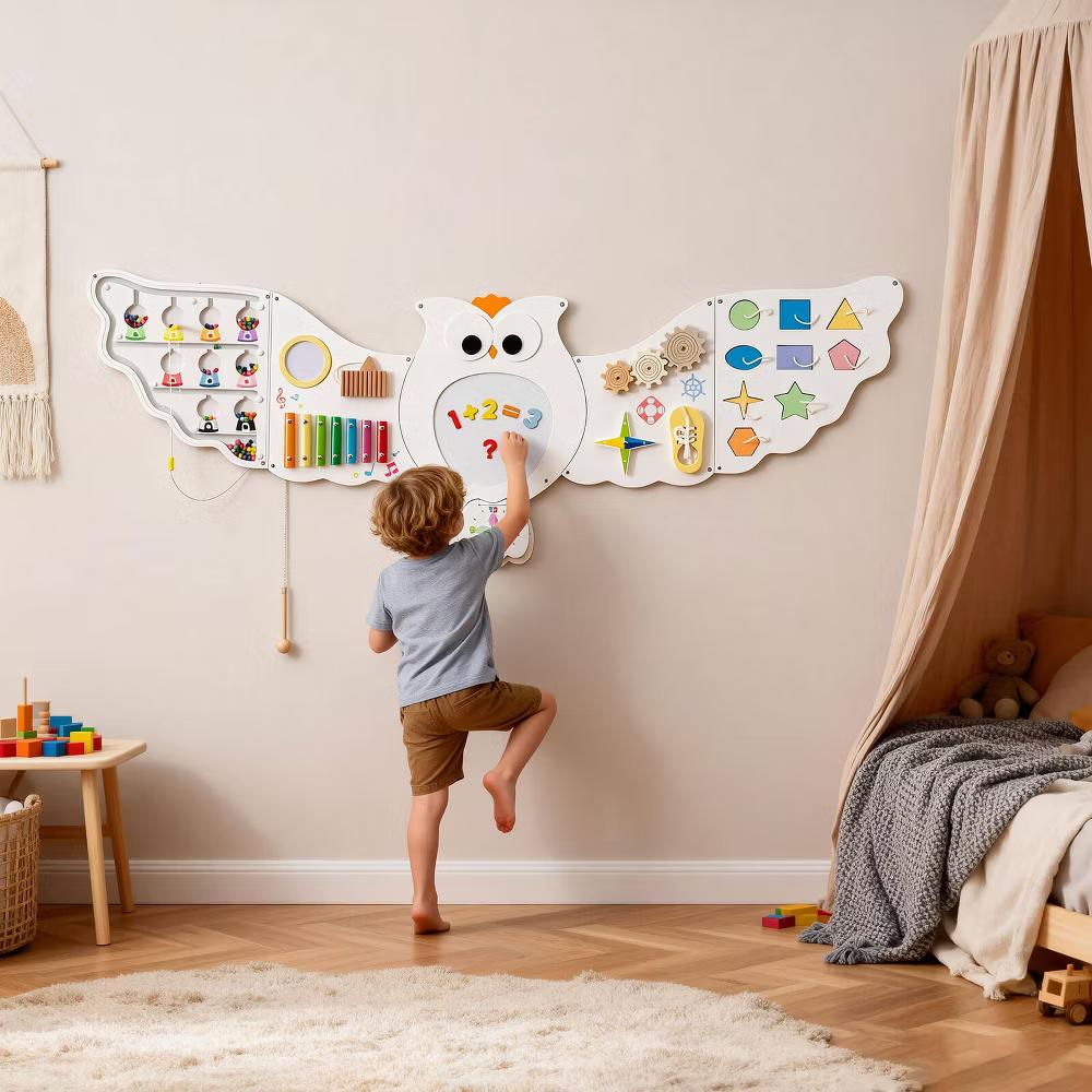 Owl Activity Wall Busy Board Panels Montessori Sensory Toys for Playroom Nursery - Image 9