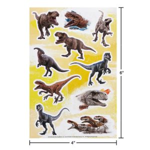 Jurassic World Dominion Stickers for Kids, T-Rex and Velociraptor 72ct, 6 Sheets