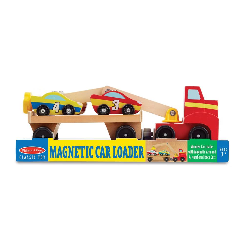 Magnetic Car Loader Wooden Toy Set With 4 Cars and 1 Semi-Trailer Truck - Image 8