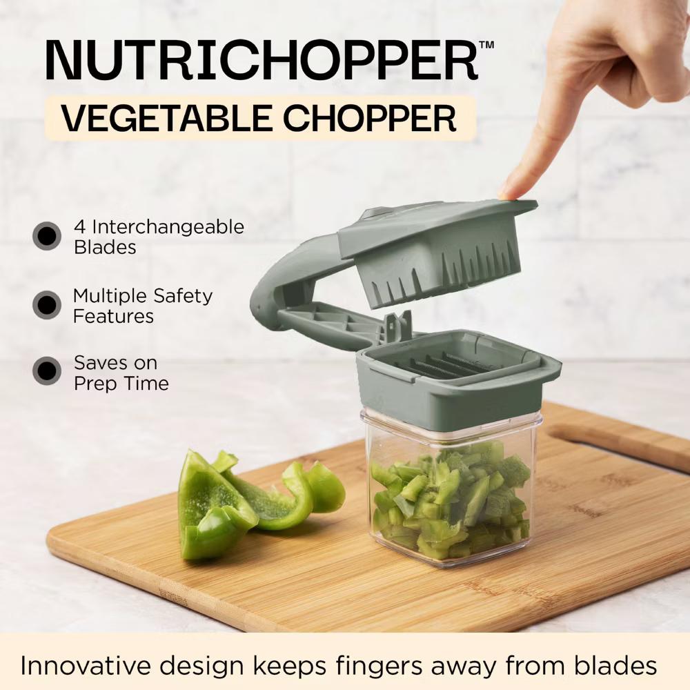 NutriChopper Handheld Vegetable and Fruit Chopper with 4 Stainless Steel Blades & Catch Container - Image 38