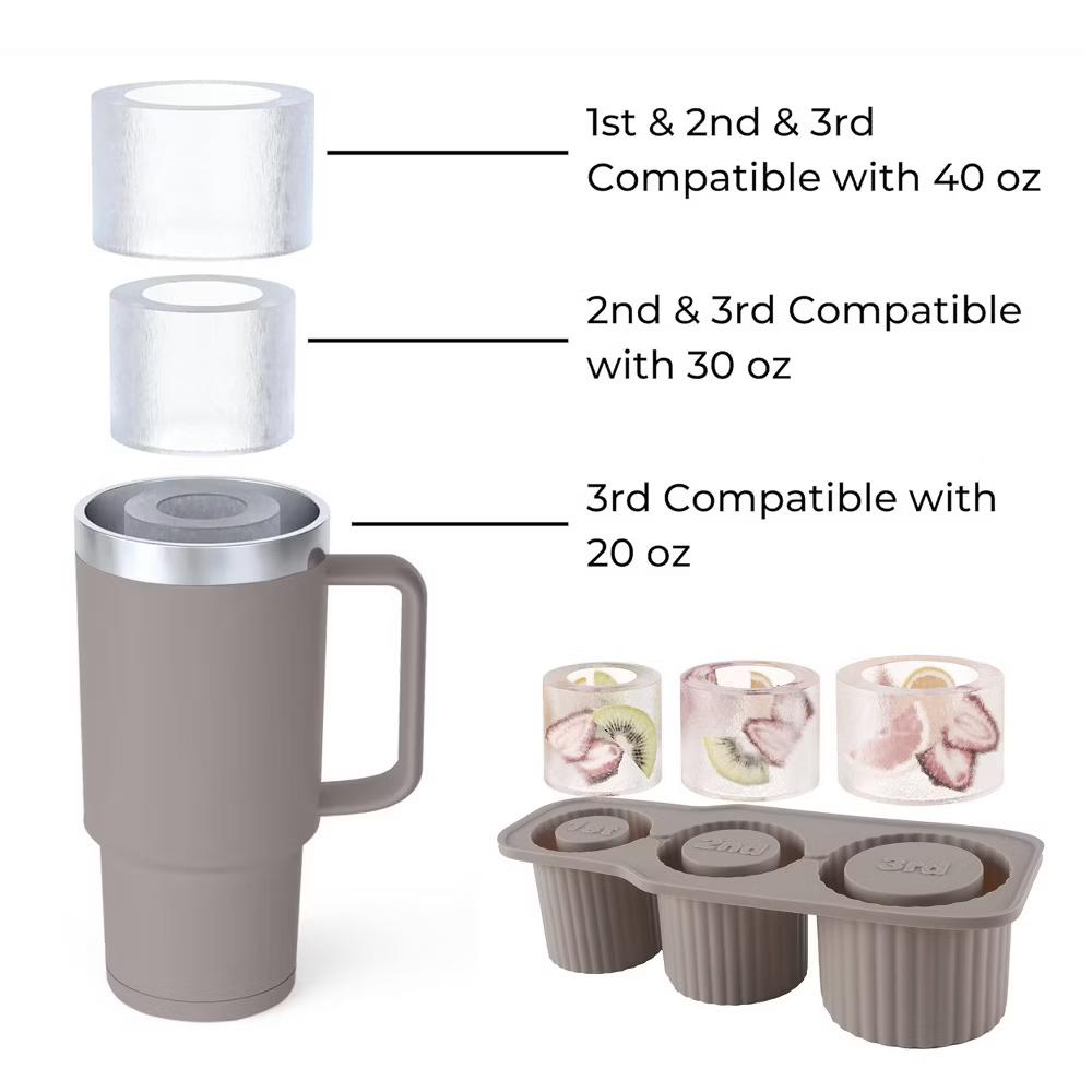 40oz Silicone 3 Tier Tumbler Ice Mold with Lid - Image 19