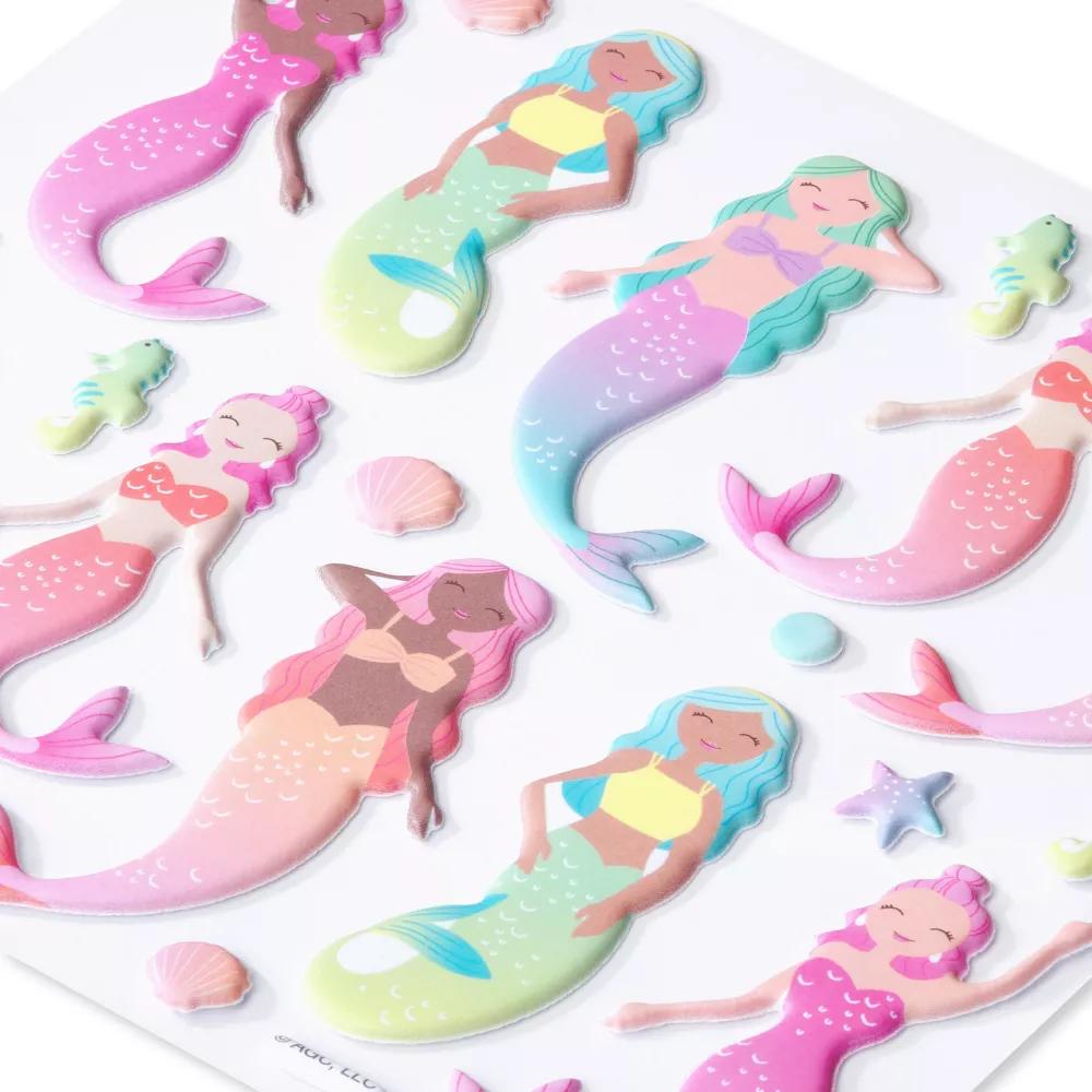 Puffy Pastel Mermaids Stickers 23ct - 1 Sheet
