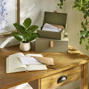 Desk Storage Lidded Fabric Box Green - with Magnolia
