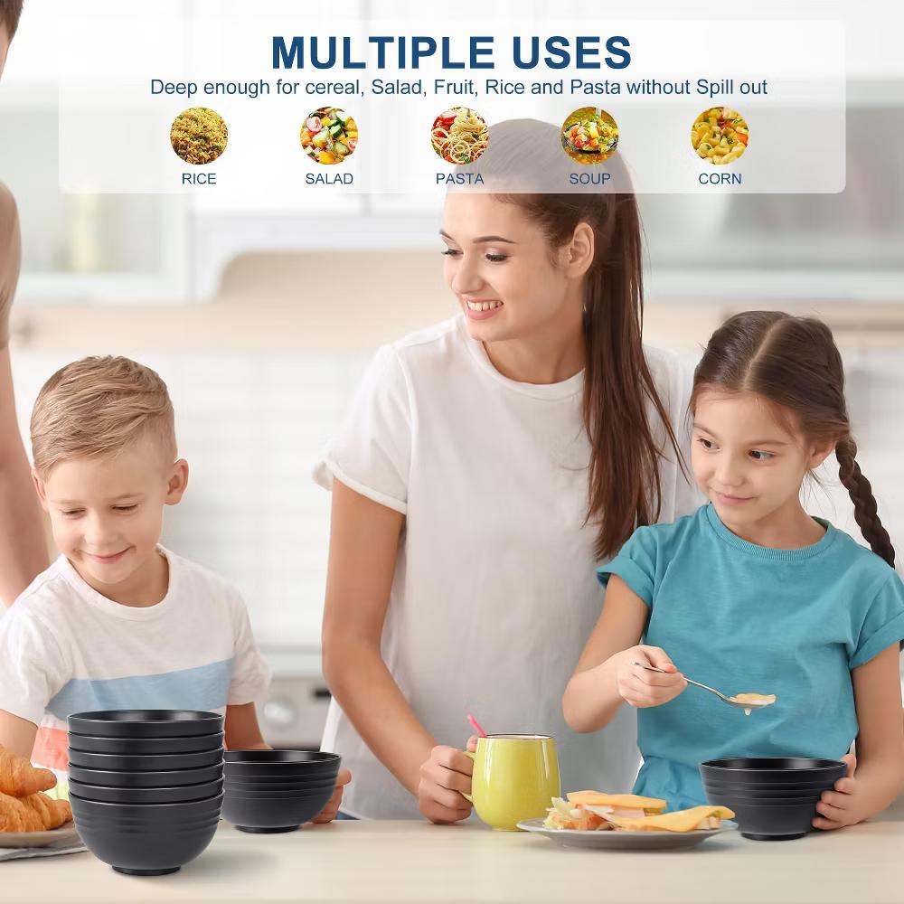 Etokfoks Wheat Straw Cereal Bowls Set of 8 Microwave and Dishwasher Safe Unbreakable 26oz Multicolor BPA Free for Soup Salad - Image 3