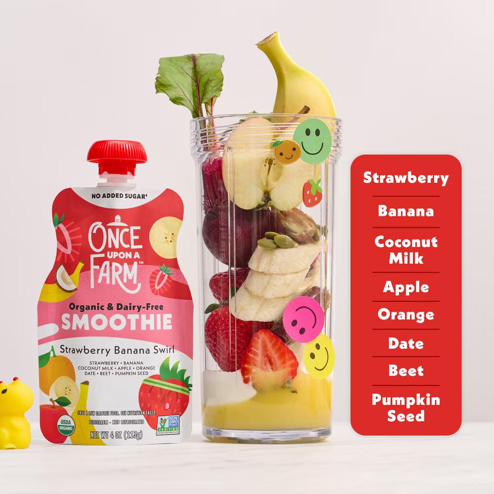 Strawberry Banana Swirl Organic Dairy-Free ' Smoothie - 4ct/4oz Pouches - Image 10