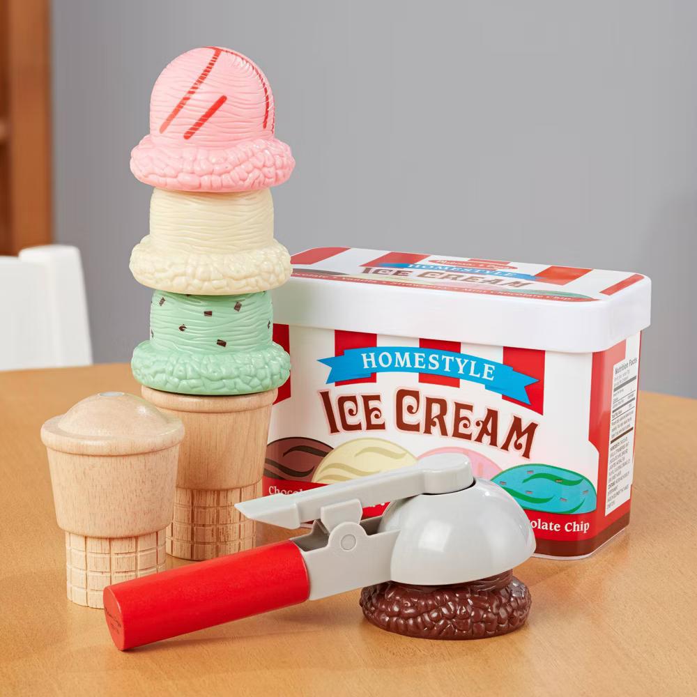 Scoop and Stack Ice Cream Cone Magnetic Pretend Play Set: Creative Thinking Toy Kitchen Accessories - Image 3