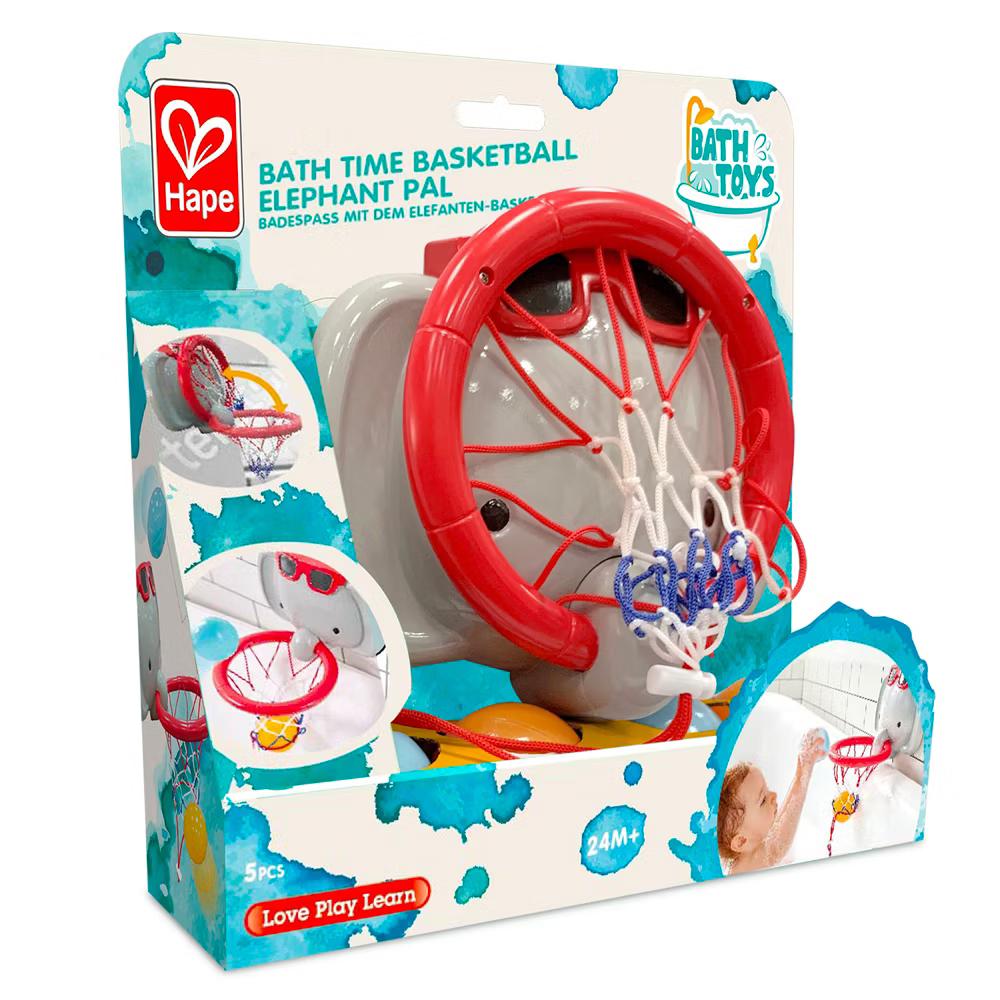 Hape: Elephant Pal Bathtub Basketball Hoop with 4 Floating Soft Balls - Image 2