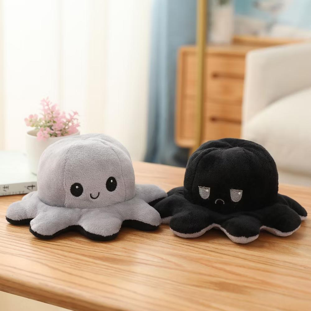 Link Moody Reversible Emotion Octopus Plushie Sad/Happy Express Your Emotions Moody Plush Toy Sensory Fidget Toy for Stress Relief - Image 6