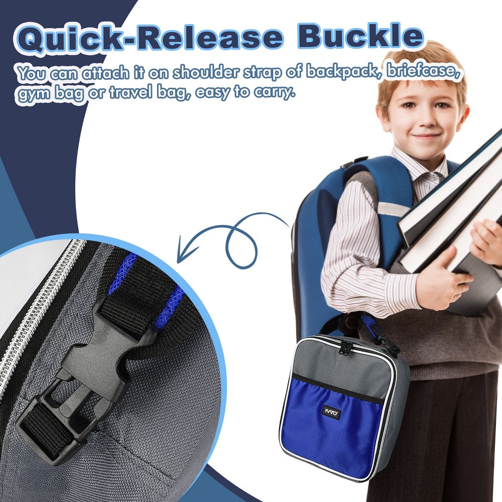 Small Insulated Lunch Tote Bag for Adult Kid, Leak-proof Portable Lunch Box for Man Woman with Dual Zipper Closure, 8.5x4x9.5 Inches - Image 10