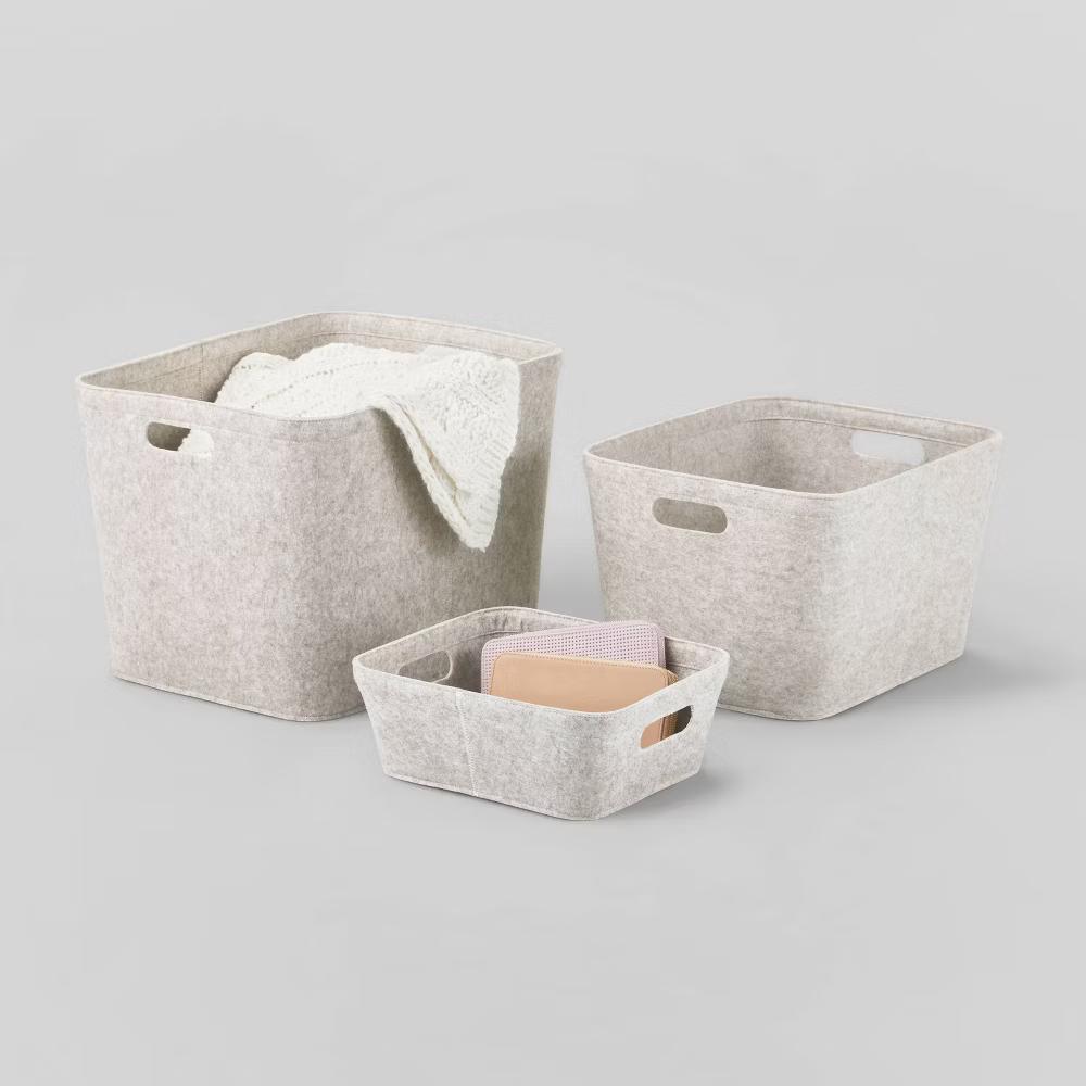 Rectangle Felt Basket with Stitching - Image 20