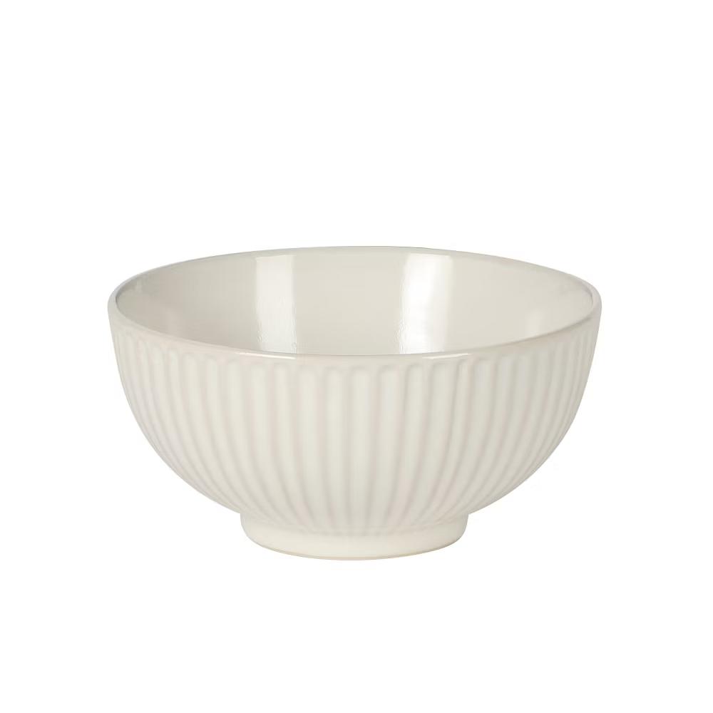 Soleil 12 Piece Linen White Stoneware Dinnerware Set for 4, Plates and Bowls Set with Dinner Plates, Salad Plates and Bowls - Image 5