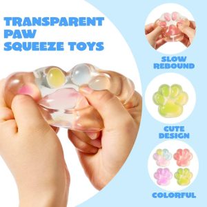 4Pcs Taba Squishy Cat Paw Squeeze Fidget Toys for Adults Colorful Kawaii Fufu Squishies for Kids, Soft Stress Relief Gifts for Party Favors