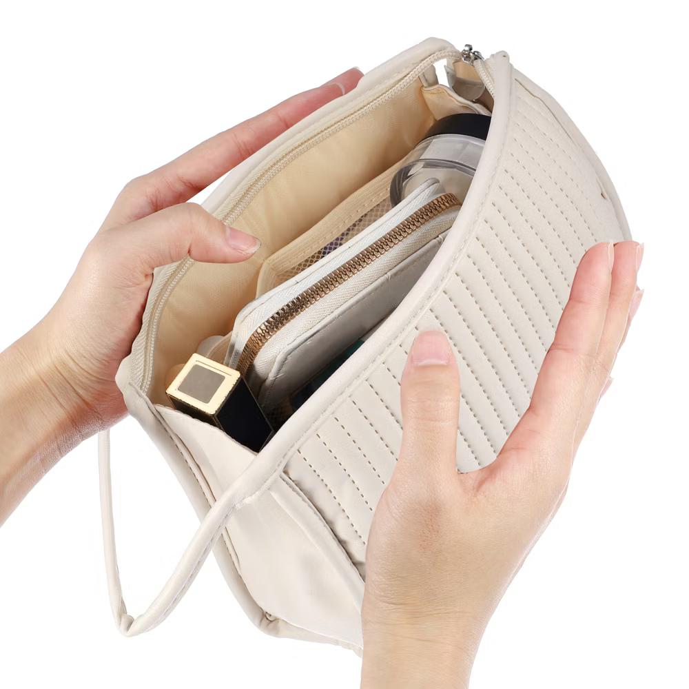 PU Leather Makeup Bag Large Makeup Bag Make Up Brush Organizer Bag Toiletry Bag for Women 1 Pcs - Image 7