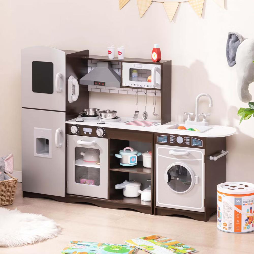 Kids Kitchen Playset with Realistic Lights & Sounds Ice Maker Stoves Sink Oven - Image 2