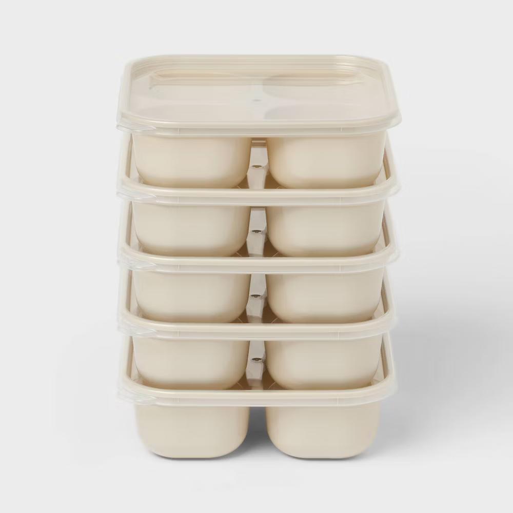 10pc (Set of 5) Plastic Divided Snack Food Storage Container Set - Image 3
