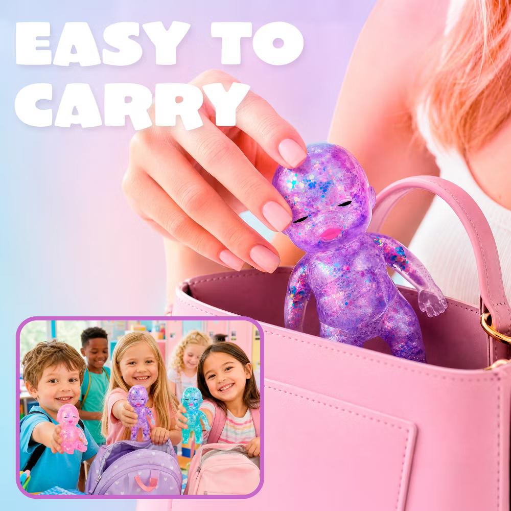 3PCS Small Baby Stress Relief Toy, 4.3''Glitter Squishy Slow Rising Toy for Kids & Adults,Soft Squeeze Fidget Sensory Toy for Gift, Party Favors - Image 4