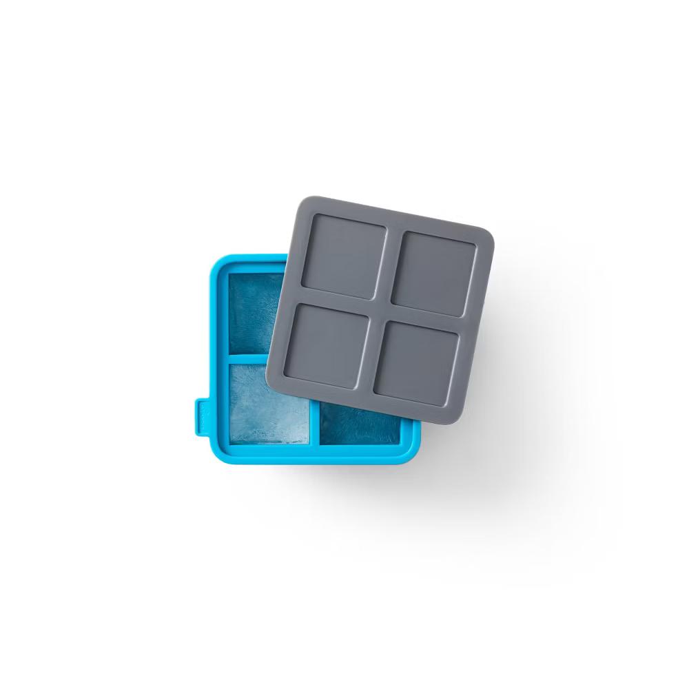 Houdini King Cube Ice Cube Tray with Lid: Silicone Whiskey Ice Mold, Reusable Blue Ice Maker, Dishwasher-Safe - Image 4