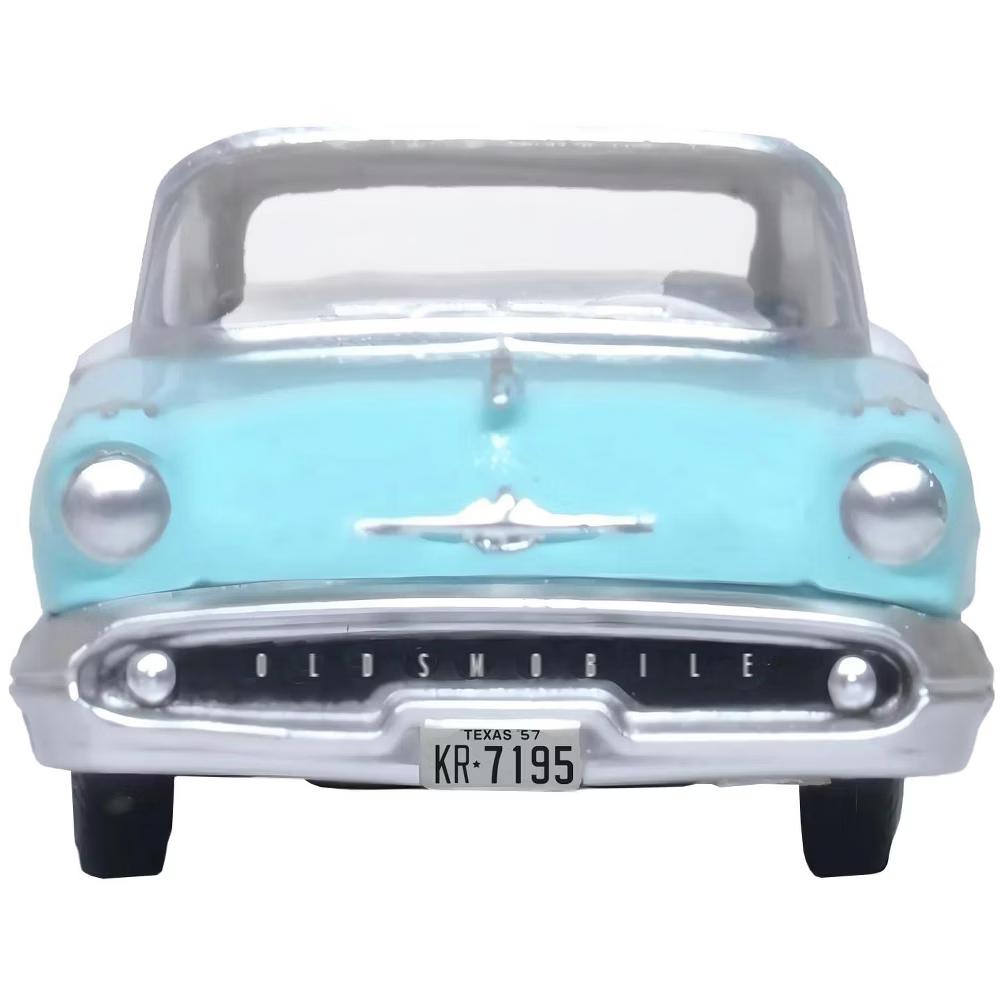 1957 Oldsmobile 88 Convertible (Top-Up) Banff Blue and Alcan White w/White 1/87 (HO) Scale Diecast Model Car - Image 3