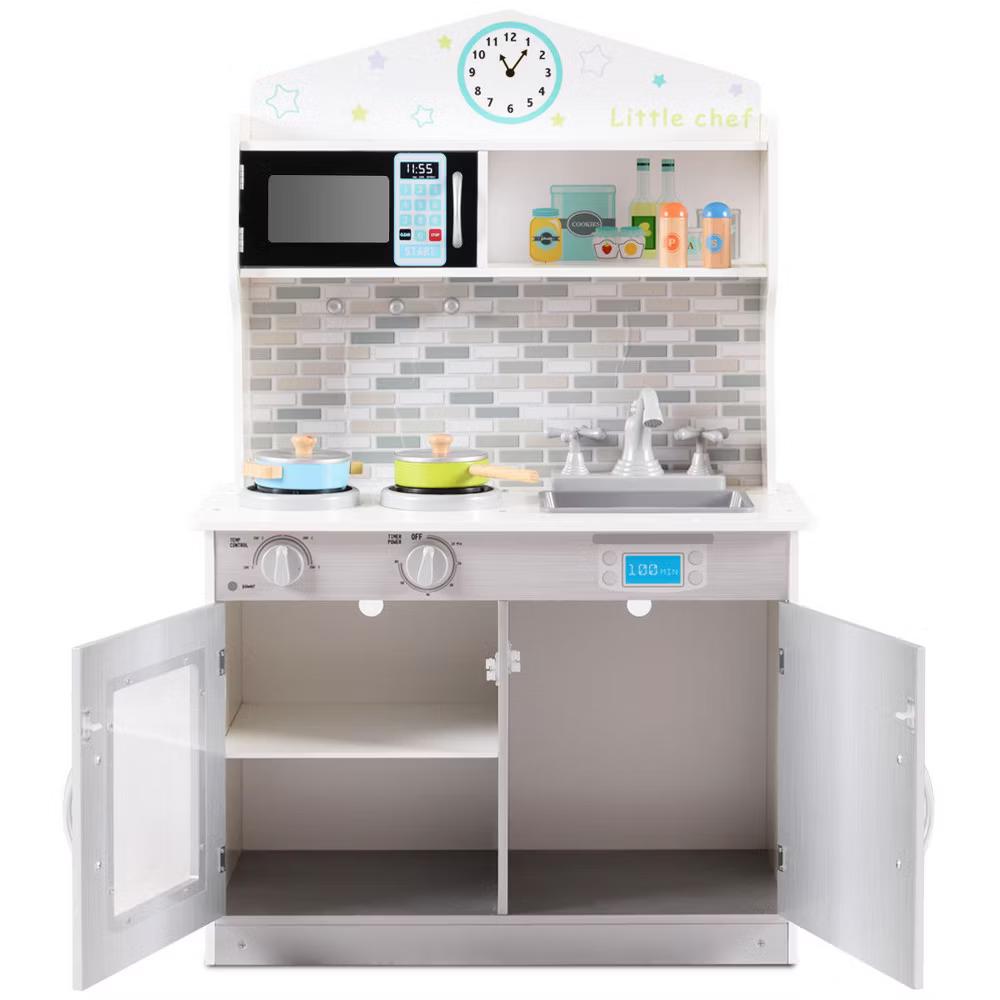 Kids Wooden Pretend Cooking Playset Cookware Play Set Kitchen Toys Gift - Image 6