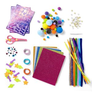 Cosmic Bucket of Crafts Set - DIY Art Kit with Pom Poms, 336 Pieces, Ages 6+