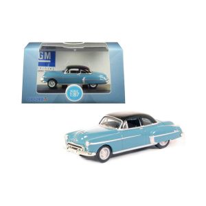 1950 Oldsmobile Rocket 88 Coupe Crest Blue with Black Top 1/87 (HO) Scale Diecast Model Car
