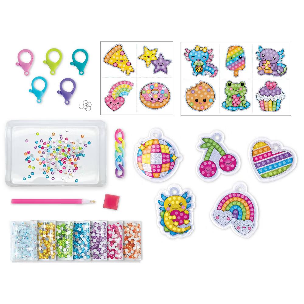 Creativity for Kids 5ct Keychains and 10ct Stickers Activity Big Gem Diamond Painting Activity Craft Kit - Image 2