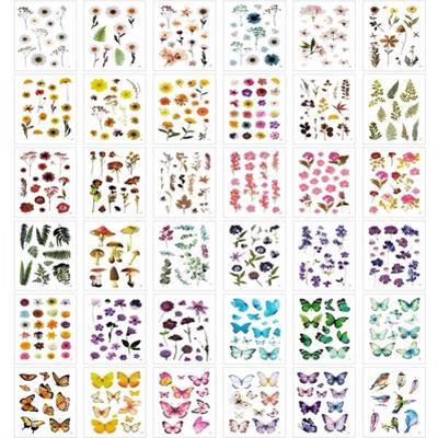 Pressed Flower Themed PET Stickers for Scrapbooking, Journals, Stationery, DIY, Crafts, Water Bottles, Phones, Laptops (480pcs), 36 Sheets