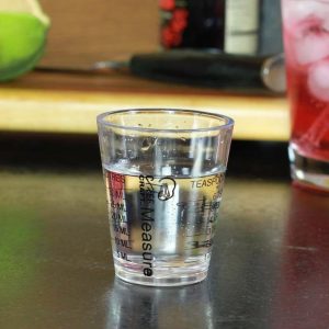 1oz Plastic Measuring Cup Shot Glass Measurer - Measure in Oz, Tsp, Tbsp or mL