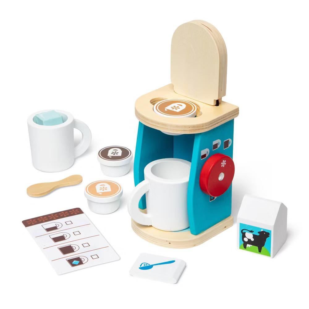 11-Piece Brew and Serve Wooden Coffee Maker Set - Play Kitchen Accessories - Image 3